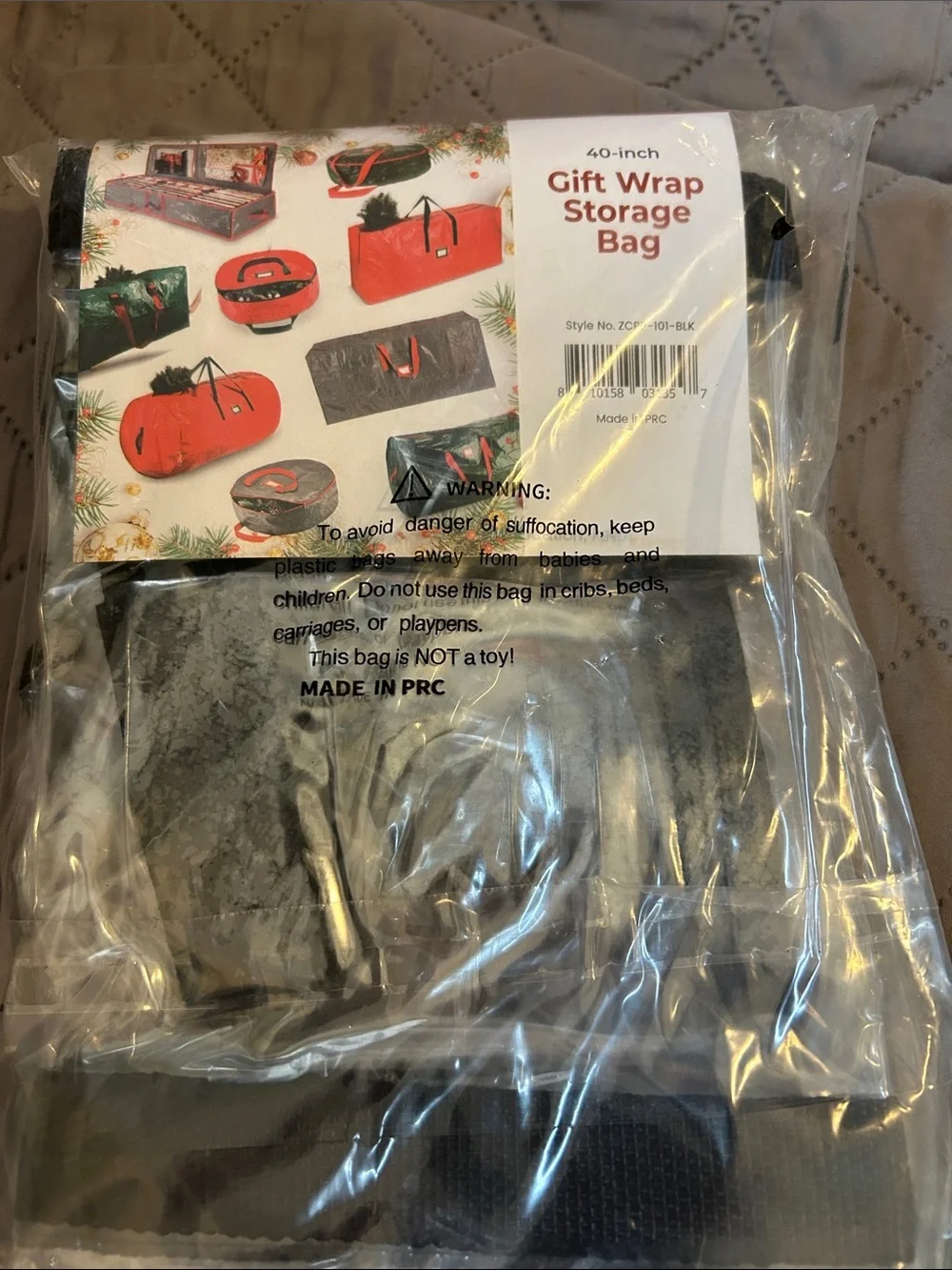 Clear PVC Gift Wrap Storage Bag with Black Trim-2 packs